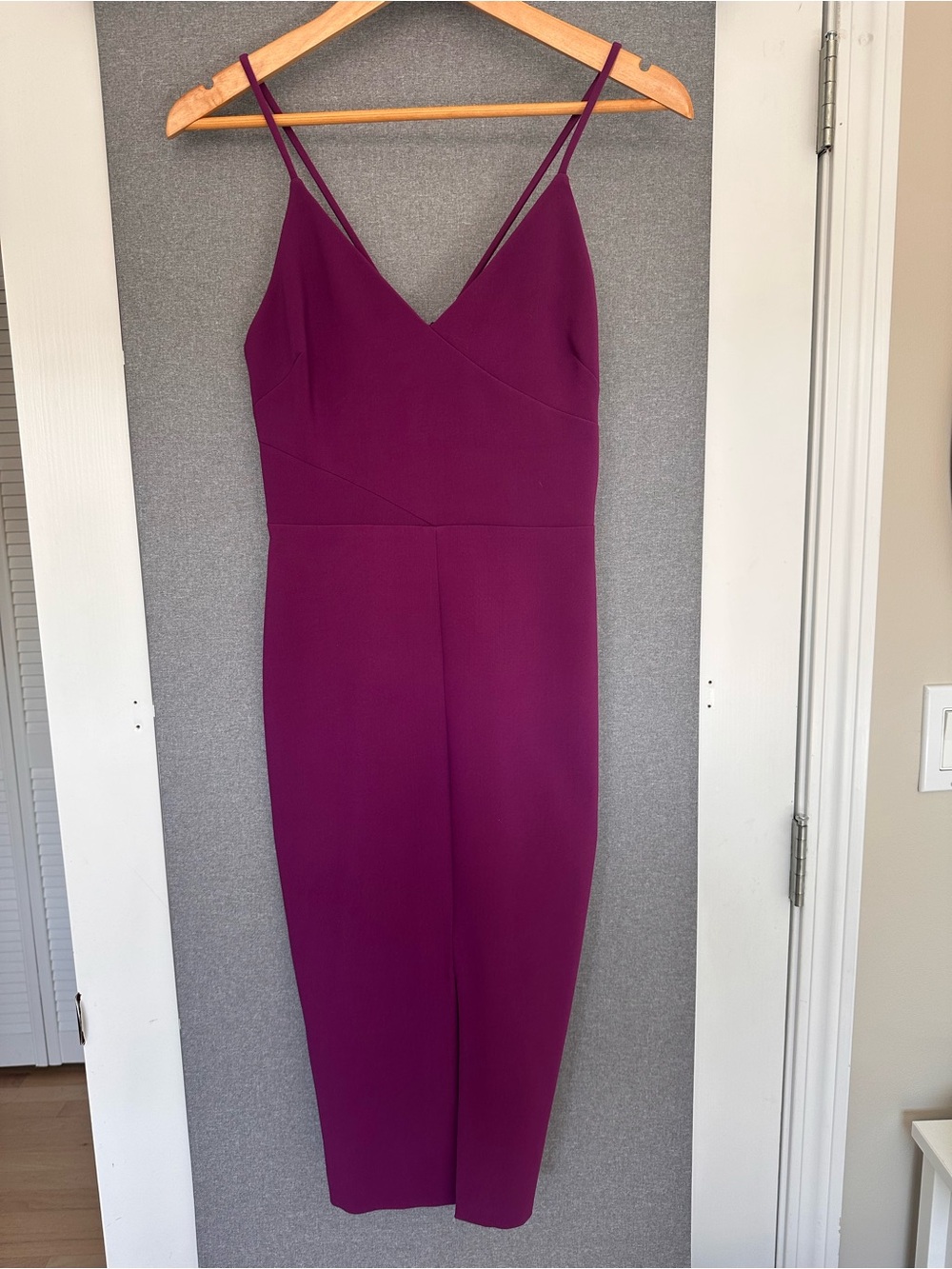 Likely Plum Midi Slip Dress with Double Spaghetti Straps